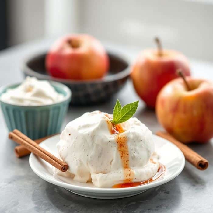 Cinnamon whipped cream with apples