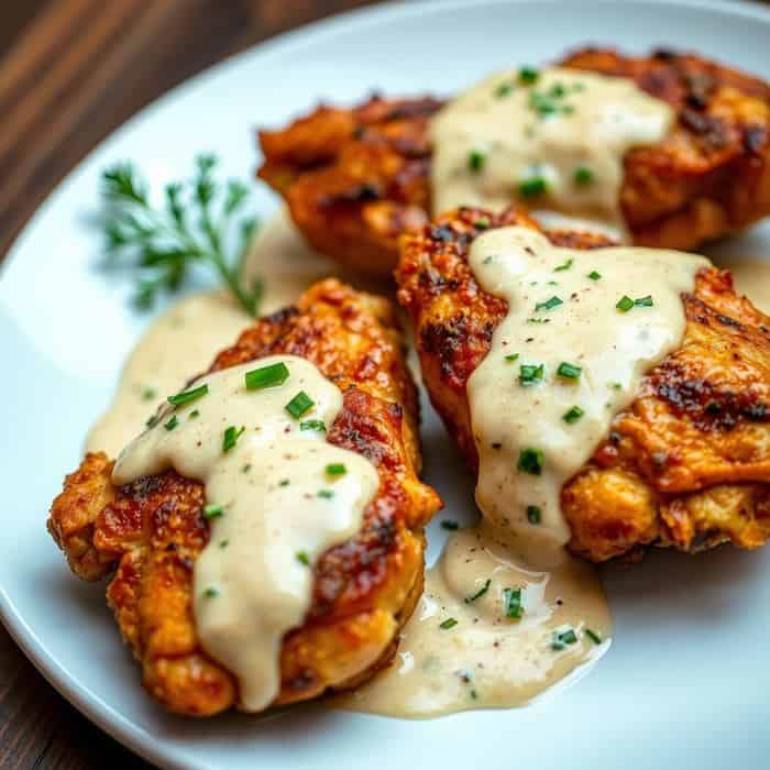 Herb chicken thighs with cream sauce
