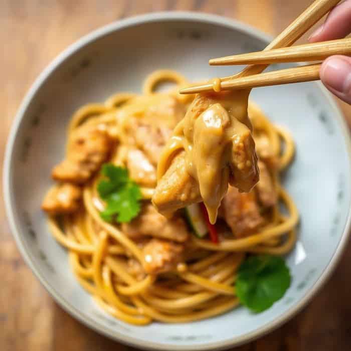 Spicy peanut chicken noodles