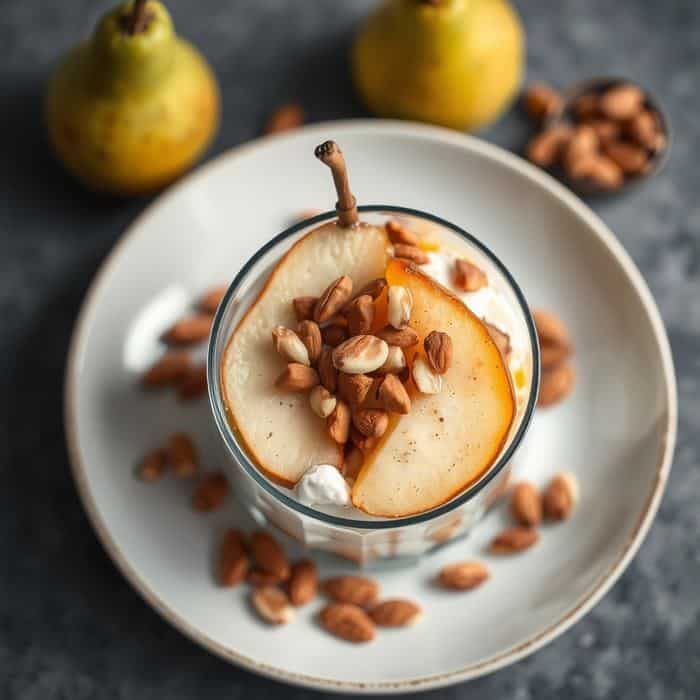 Pear and almond yogurt parfait