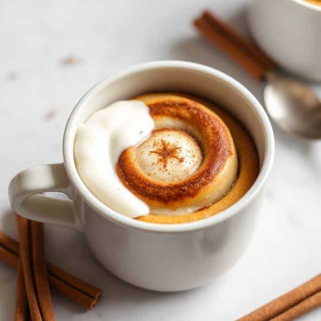 Cinnamon roll mug cake snack
