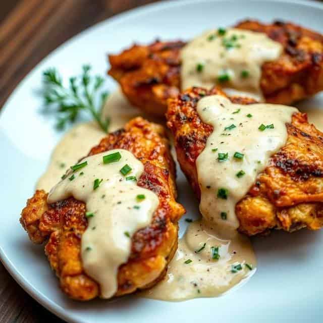 Herb chicken thighs with cream sauce