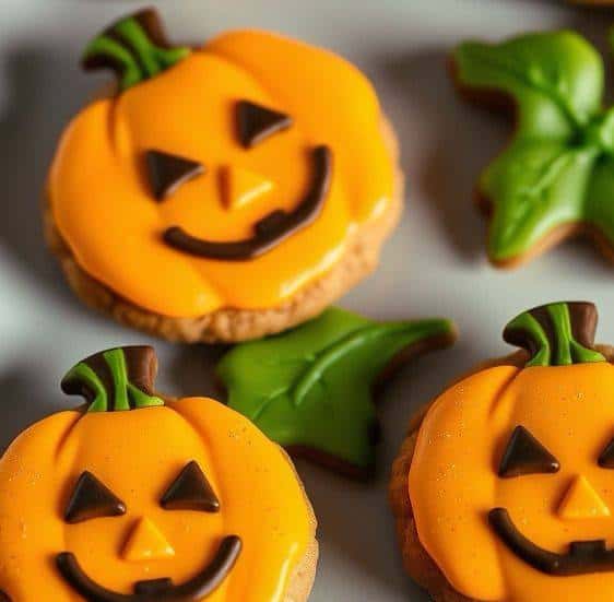 Jack-o-lantern pumpkin spice cookies dessert